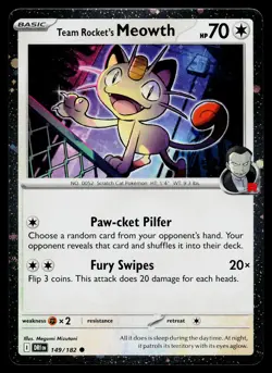 Team Rocket's Meowth (Cosmos Holo) 149/182 Miscellaneous Cards & Products Common - Image 1