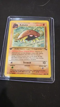 Pokemon TCG Kabuto Fossil 1st First Edition Common Card #50/62 - Image 1