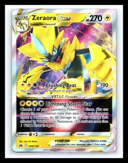 💥 Zeraora VSTAR 055/159 Ultra Rare Holo Crown Zenith Pokemon Card - Image 1