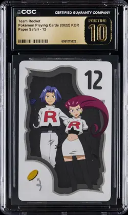 2022 POKEMON PLAYING CARDS KOR PAPER SAFARI #12 TEAM ROCKET CGC 10 PERFECT - Image 1