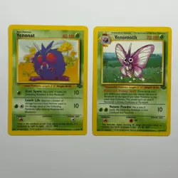 Pokemon TCG Venonat Venomoth 2-Card Evolution Lot WOTC Vintage 1999 - Image 1