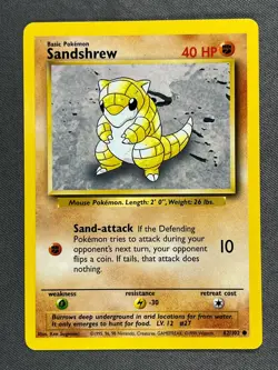 Sandshrew 62/102 Base Set Series COMMON Basic POKEMON CARD 1999 - NM - Image 1