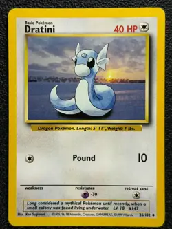 Dratini 26/102 Basic Pokemon Base Set Series UNCOMMON 1999 Pokemon Card WOTC NM - Image 1