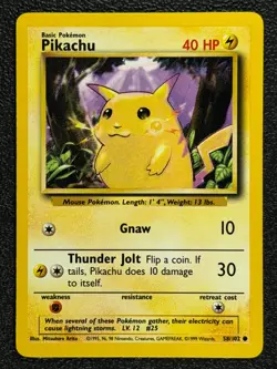Pikachu 58/102 Base Set Series Base Set COMMON 1999 Pokemon Card TCG WOTC NM - Image 1