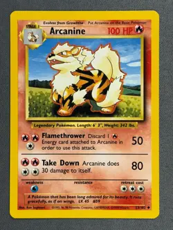 Arcanine 23/102 - Pokemon 1999 Ucommon Stage 1 Base Set Series Card NM - Image 1