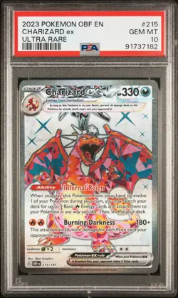 2023 POKEMON OBF EN-OBSIDIAN FLAMES ULTRA RARE #215 CHARIZARD EX PSA 10 - Image 1