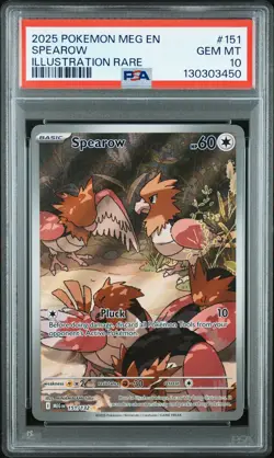 2025 POKEMON MEG EN-MEGA EVOLUTION ILLUSTRATION RARE #151 SPEAROW PSA 10 - Image 1