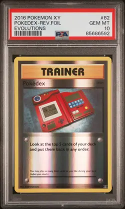 2016 POKEMON XY EVOLUTIONS #82 POKEDEX-REVERSE FOIL PSA 10 - Image 1