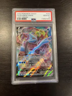 2022 Pokemon SWSH Full Art Kyurem Vmax 049/196 Lost Origin FA PSA 10 GEM MINT - Image 1