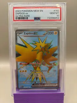 PSA 10 GEM Mint - Zapdos Ex #192 Pokemon Scarlet & Violet 151, Graded - Image 1