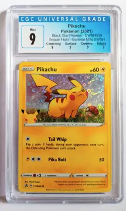 CGC 9 Pikachu Black Star Promo SWSH039 Pokemon 2021 General Mills - Image 1