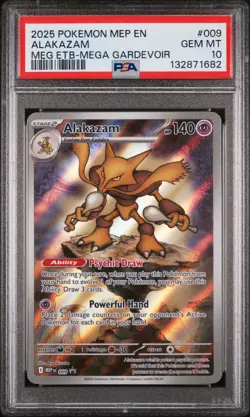 2025 POKEMON MEP EN-ME BLACK STAR PROMO #009 ALAKAZAM PSA 10 - Image 1