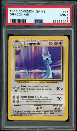 PSA 9 MINT Dragonair Base Set Unlimited WOTC 1999 Pokemon - Image 1