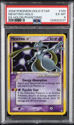 2006 POKEMON EX HOLON PHANTOMS GOLD STAR #103 MEWTWO-HOLO PSA 6 - Image 1