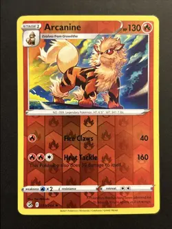 Arcanine 033/264 Swsh08: Fusion Strike Reverse Holo NM Pokemon TCG - Image 1