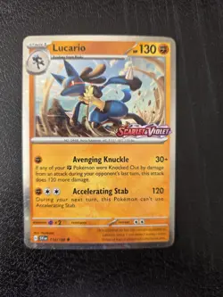 Lucario 114/198 Scarlet & Violet Stamped PROMO Cosmos Holo Pokemon Card - NM - Image 1