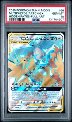 2019 Pokemon Hidden Fates Card 66/68 Articuno Moltres Zapdos GX FA Graded PSA 10 - Image 1