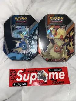 Pokemon Evolving Skies Vaporeon And Flareon Tins x2 Brand New Factory Sealed - Image 1