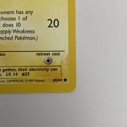 🔥 Pikachu #60/64 Unlimited Common | Jungle - 1999 Pokemon Card - Image 4