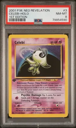 2001 POKEMON NEO REVELATION | 1ST EDITION #3 CELEBI-HOLO PSA 8 - Image 1