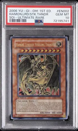 2006 YU-GI-OH! SOI-SHADOW OF INFINITY HAMON, LORD OF STRIKING THUNDER PSA 10 - Image 1