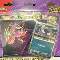 Pokemon Ascend Heroes Booster Pack Collection 2024 Gastly Promo Card 3 Packs - Image 1