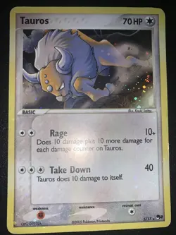 2005 Tauros Black Star Promo Rare Holo Card 5/17 Pokemon POP Series 2 Set - Image 1