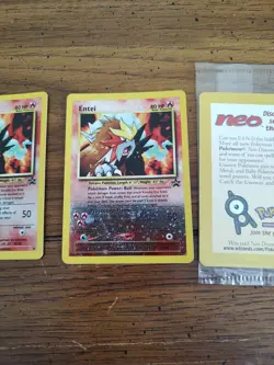 Sealed Entei 34 Reverse Holo Black Star Promo Pokemon Card '01 + 2 Enteis +Bonus - Image 3