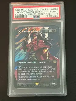 2025 MTG Final Fantasy VINCENT VALENTINE #0528 Borderless SURGE FOIL PSA 10 - Image 1