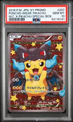 PSA 10 Poncho Wearing Pikachu Mega Charizard X 207/XY-P Promo Japanese - Pokemon - Image 1