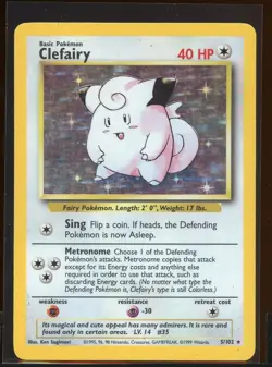 Clefairy Holo Rare 5/102 Pl Unlimited Base Set Pokemon - Image 1