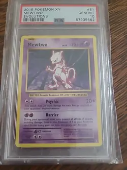 Pokemon XY Evolutions 51 Non Holo Rare Mewtwo PSA 10 GEM MINT - Image 3