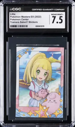 2022 POKEMON MASTERS EX TRAINERS SALON!! STICKERS LILLIE CGC 7.5 - Image 1