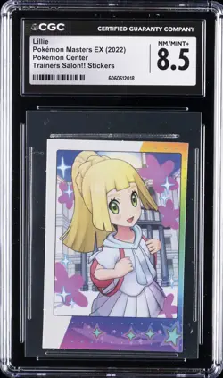 2022 POKEMON MASTERS EX TRAINERS SALON!! STICKERS LILLIE CGC 8.5 - Image 1