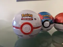 Pokemon Pokeball Tin Factory Sealed Lot of 4 Poke And Moon Ball 12 Booster Packs - Image 2