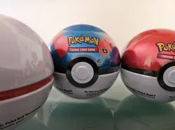 Pokemon Pokeball Tin Factory Sealed Lot of 4 Poke And Moon Ball 12 Booster Packs - Image 3