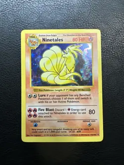 Pokemon TCG Card English Shadowless Base Set Ninetales 12/102 Holo Rare - Image 1