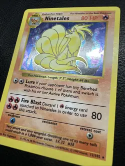 Pokemon TCG Card English Shadowless Base Set Ninetales 12/102 Holo Rare - Image 3