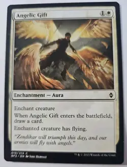 MTG Magic The Gathering Card Angelic Gift Enchantment Aura White BFZ 2015 - Image 1