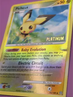 Pichu 45/100 Platinum Stamped Reverse Holo Promo Pokemon Card (Damaged) - Image 3