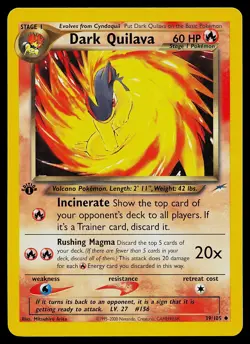 Pokemon Card - Dark Quilava Neo Destiny 39/105 Uncommon 1st Edition - Image 1