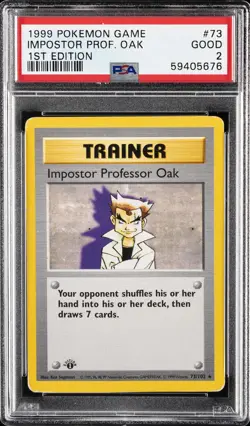 1999 POKEMON GAME 1ST ED #73 IMPOSTOR PROFESSOR OAK PSA 2 - Image 1