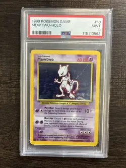 PSA 9 MEWTWO 1999 Pokemon Base Set #10/102 Unlimited Holo Rare - Image 1