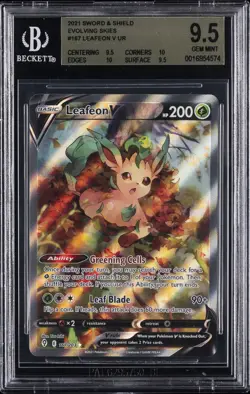 2021 POKEMON SWORD & SHIELD EVOLVING SKIES #167 FULL ART/LEAFEON V BGS 9.5 - Image 1