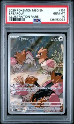 Spearow Illustration Rare Pokemon Meg En-Mega Evolution 151 NM PSA 10 - Image 1