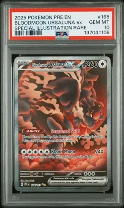 2025 POKEMON PRE EN-PRISMATIC EVOLUTIONS #168 BLOODMOON URSALUNA EX PSA 10 - Image 1