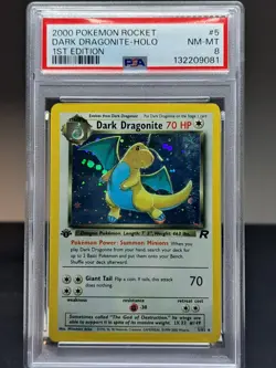 2000 Pokemon DARK DRAGONITE 5/82 Team Rocket 1st Edition Holo Rare English PSA 8 - Image 1
