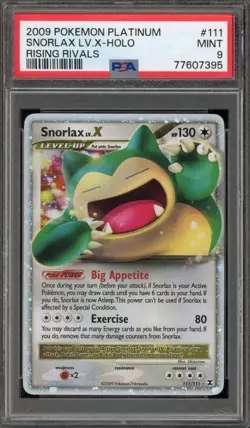 Pokemon Snorlax Lv.X Rising Rivals Holo Ultra Rare #111 PSA 9 Mint - Image 1