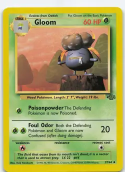 Gloom 37/64 Uncommon Unlimited Jungle NM Pokemon - Image 1