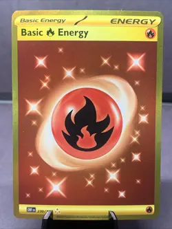 Pokemon TCG Basic Fire Energy 230/197 Gold Secret Rare SV03: Obsidian Flames NM - Image 1